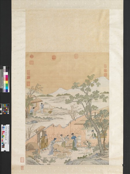 清緙絲場圃秋成圖　軸