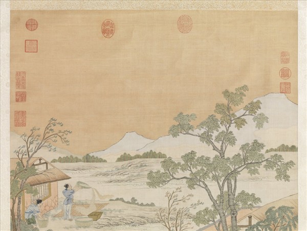 清緙絲場圃秋成圖　軸