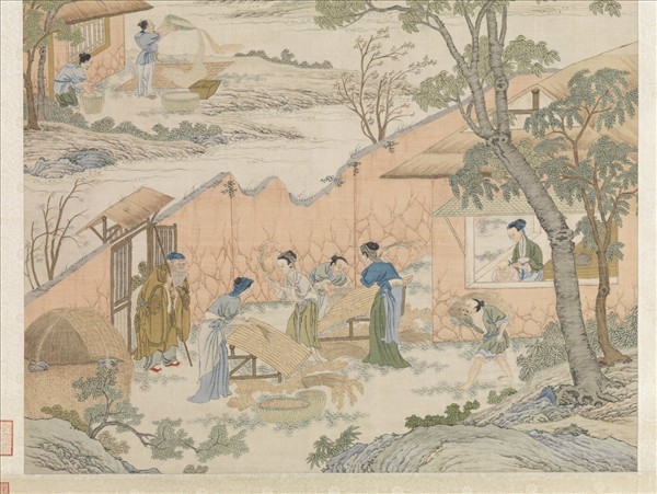 清緙絲場圃秋成圖　軸