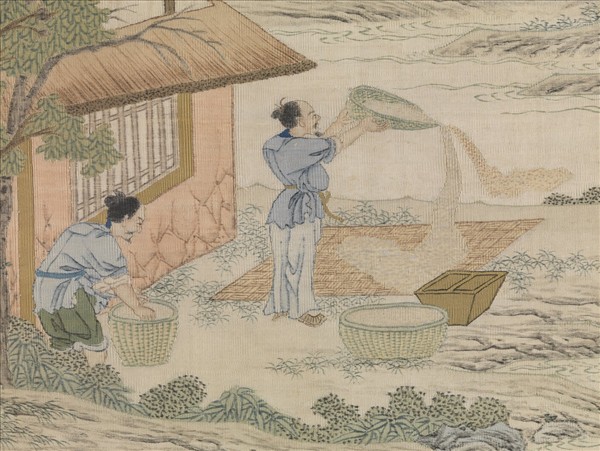 清緙絲場圃秋成圖　軸