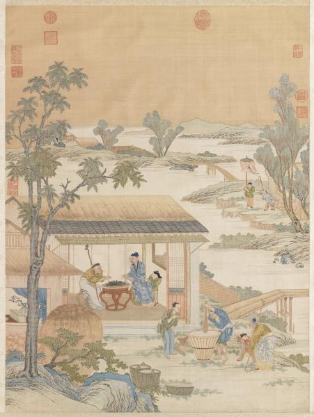 清緙絲村農韶慶圖　軸