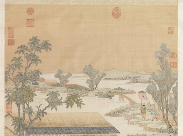 清緙絲村農韶慶圖　軸