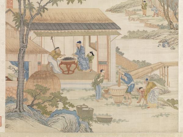 清緙絲村農韶慶圖　軸