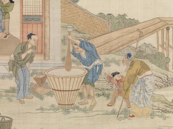 清緙絲村農韶慶圖　軸