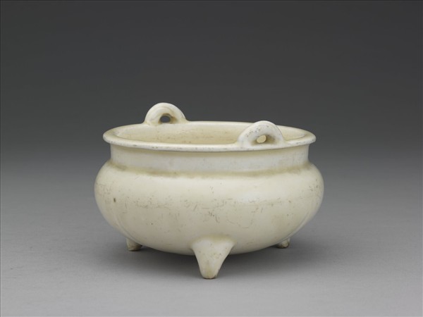 彭城窯 白瓷繩耳鼎式爐