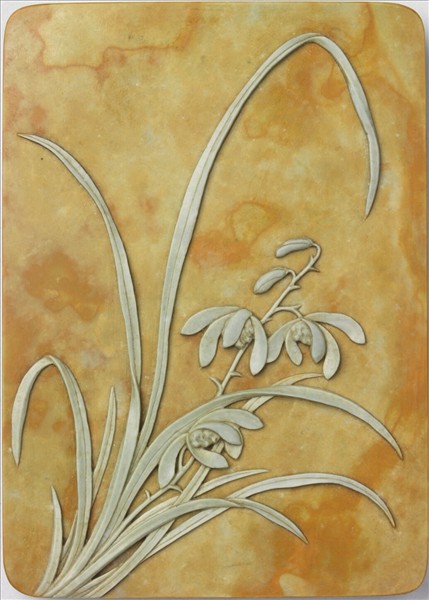 松花石蘭花硯盒