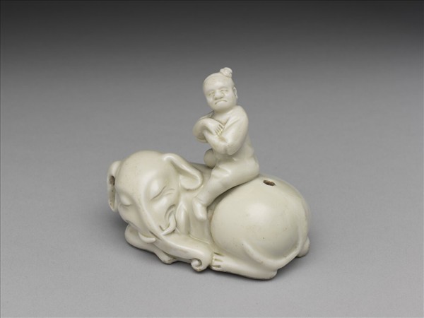 白瓷童子騎象水注