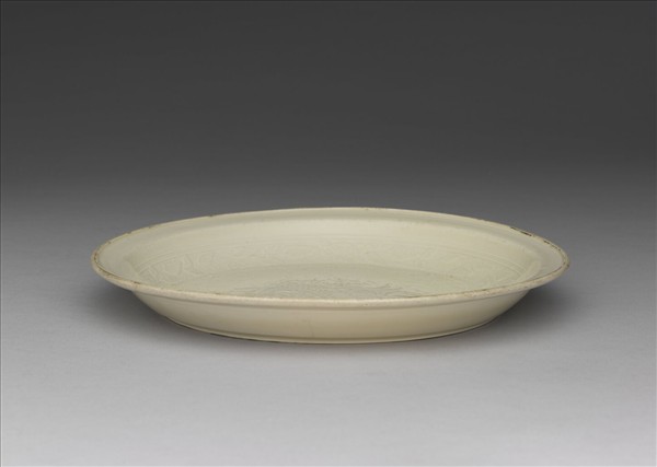 定窯 白瓷印花鳳紋折沿盤