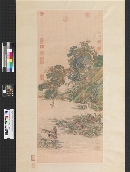 清緙絲春谿浴鴨　軸