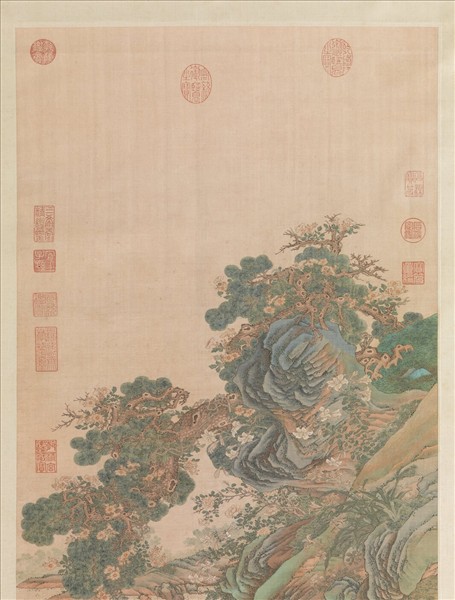 清緙絲春谿浴鴨　軸