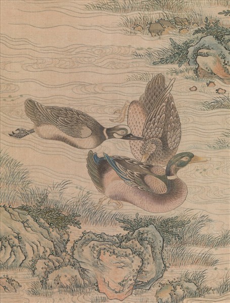 清緙絲春谿浴鴨　軸