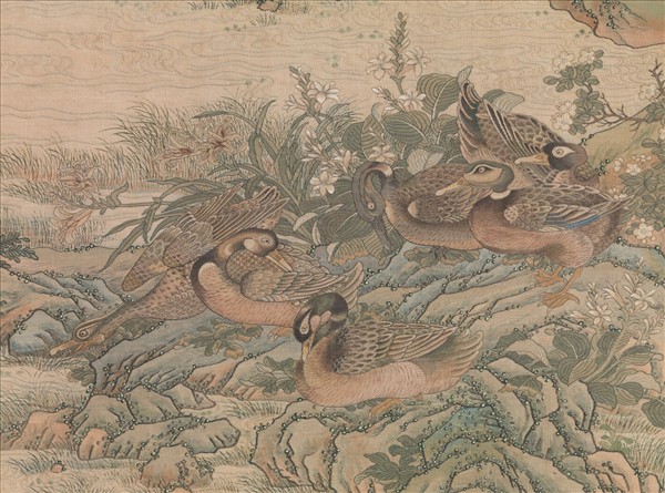 清緙絲春谿浴鴨　軸