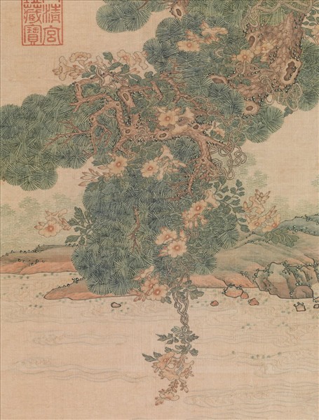 清緙絲春谿浴鴨　軸