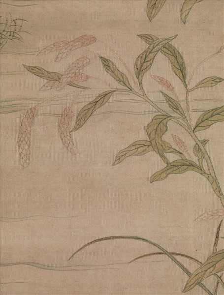 清御製詩緙絲白蘋紅蓼　軸