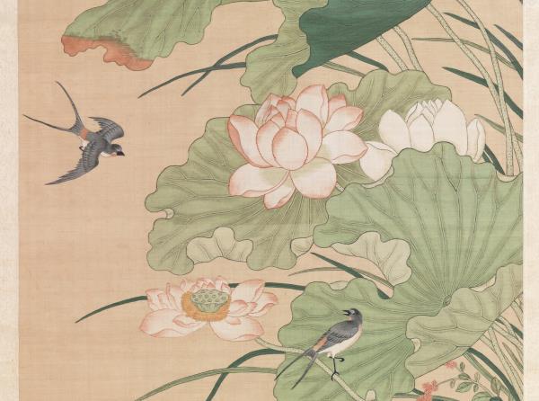 清無名氏畫荷花緙絲　軸