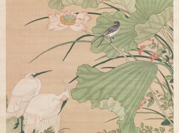 清無名氏畫荷花緙絲　軸