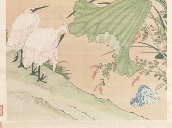 清無名氏畫荷花緙絲　軸