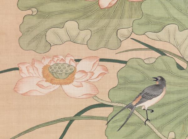 清無名氏畫荷花緙絲　軸