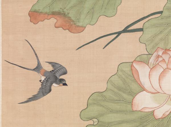 清無名氏畫荷花緙絲　軸