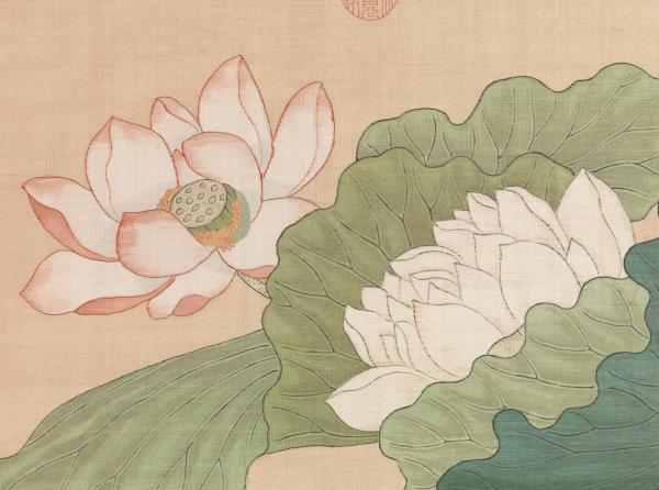 清無名氏畫荷花緙絲　軸