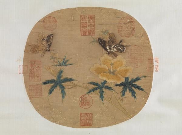 宋繡秋葵蛺蝶　軸