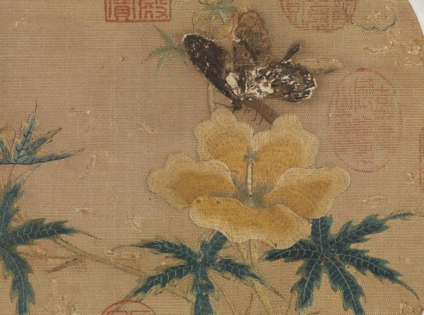 宋繡秋葵蛺蝶　軸