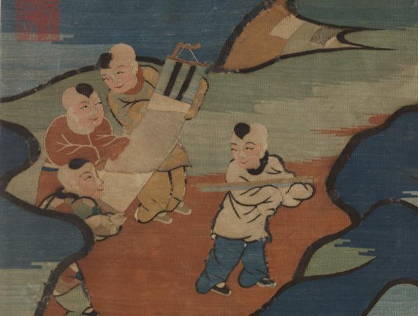 宋緙絲上元嬰戲圖　軸