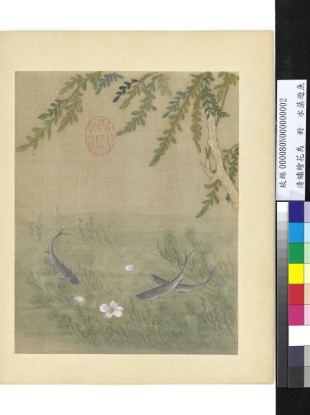清繡繪花鳥　冊　水藻遊魚