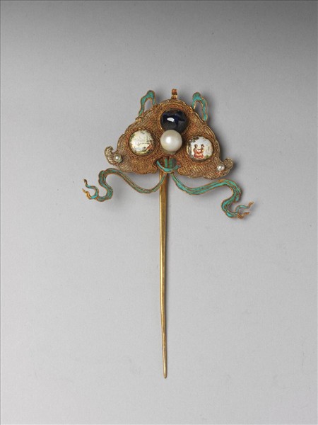 金鑲畫琺瑯吉慶簪