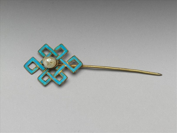 銀鍍金盤長花針