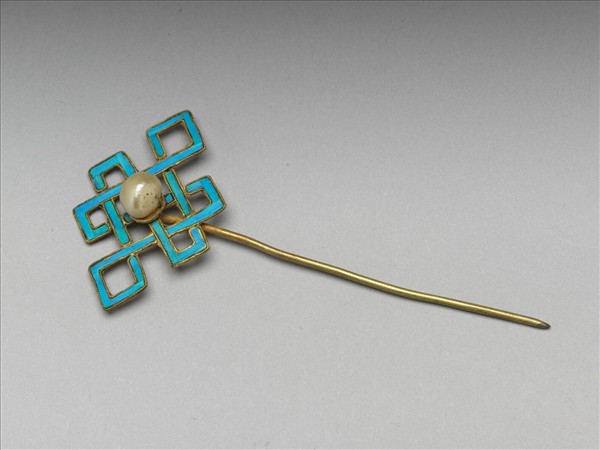 銀鍍金盤長花針