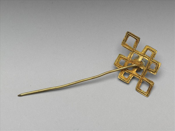 銀鍍金盤長花針