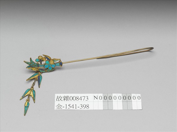 銀鍍金梅竹流蘇簪