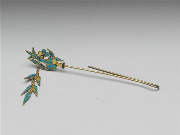 銀鍍金梅竹流蘇簪