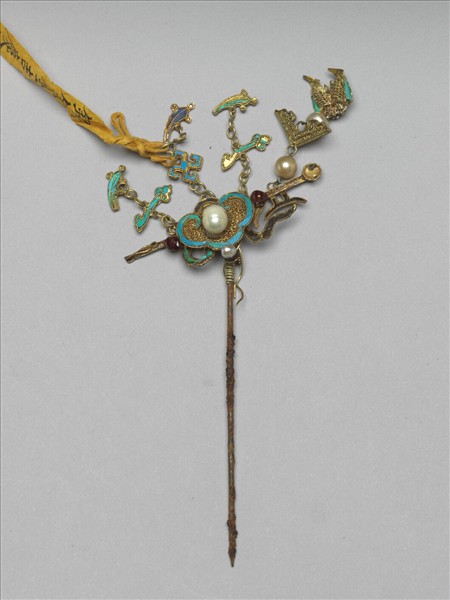 銀鍍金吉慶如意流蘇簪