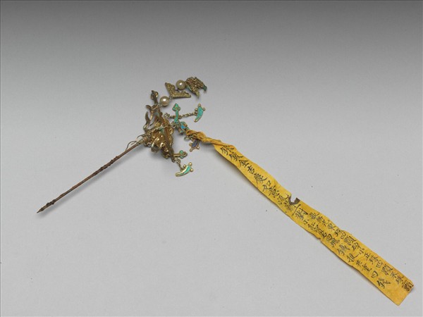 銀鍍金吉慶如意流蘇簪