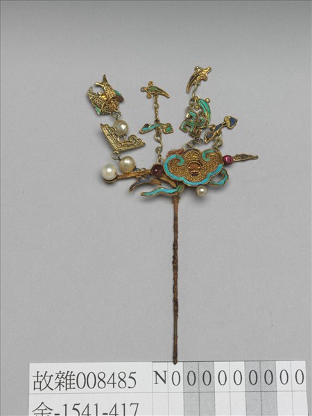 銀鍍金吉慶如意流蘇簪