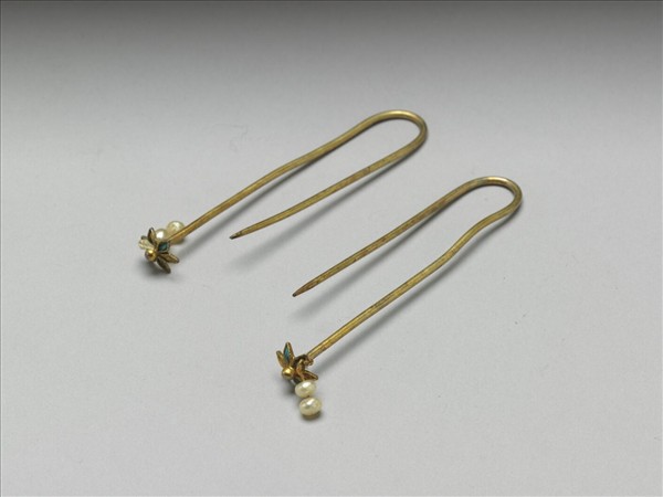 銀鍍金點翠卍字流蘇簪