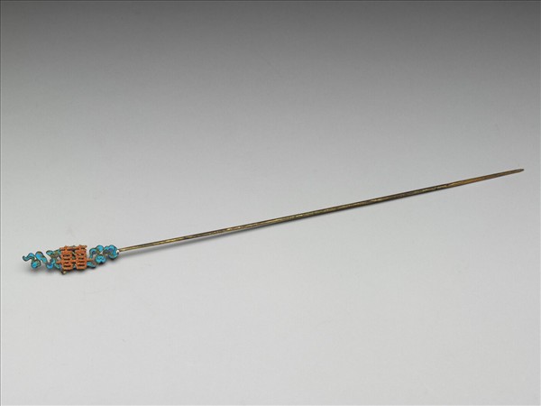 點翠珊瑚米珠囍字簪