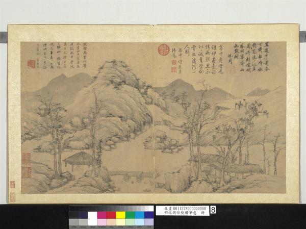 明沈周仿倪瓚筆意　冊　宜遠亭前