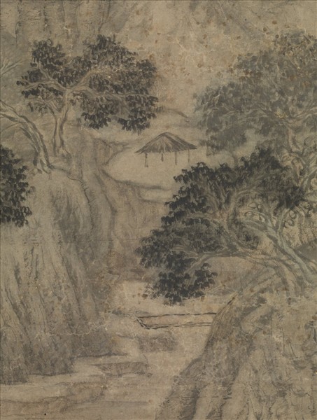 元崔彥輔溪山煙靄　軸