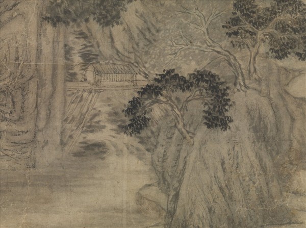 元崔彥輔溪山煙靄　軸