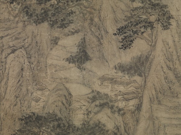 元崔彥輔溪山煙靄　軸