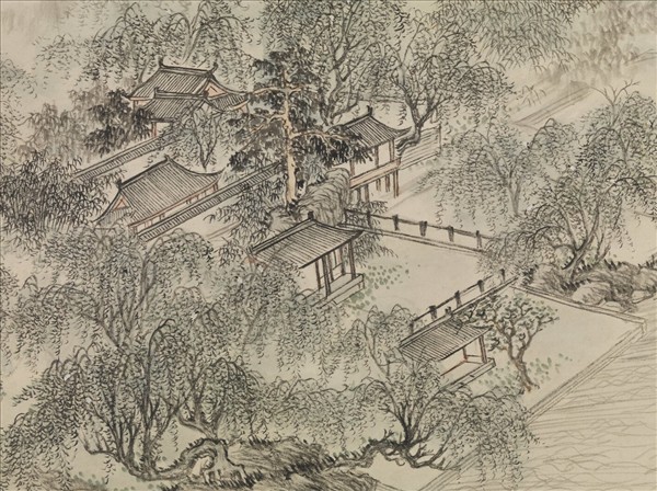 清董邦達柳浪聞鶯御題　軸