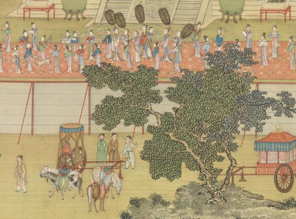 清孫祐丁觀鵬合倣趙千里九成宮圖　軸