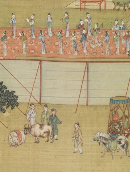 清孫祐丁觀鵬合倣趙千里九成宮圖　軸