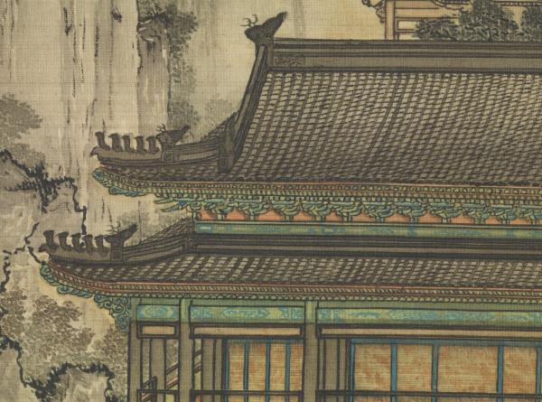 清孫祐丁觀鵬合倣趙千里九成宮圖　軸