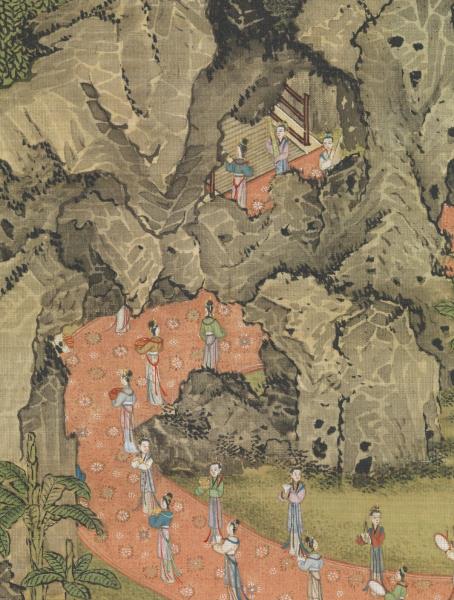 清孫祐丁觀鵬合倣趙千里九成宮圖　軸