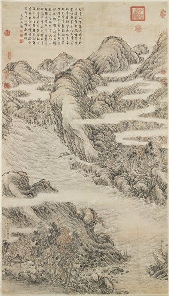 清董邦達畫杜甫詩意高宗御題　軸