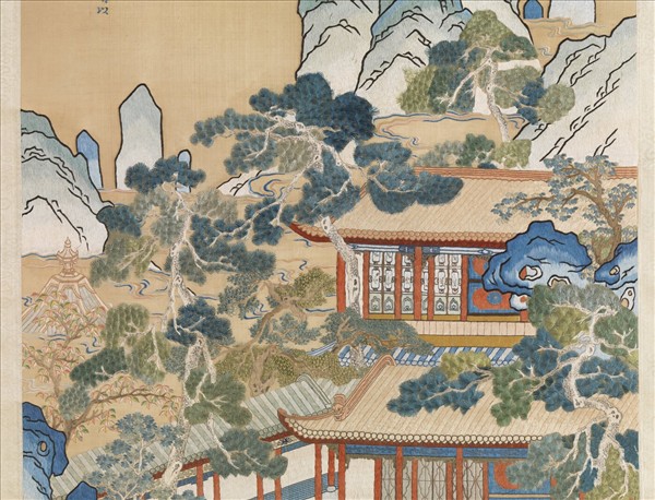 清孔憲培之妻于氏繡御製樂壽堂詩意圖　軸